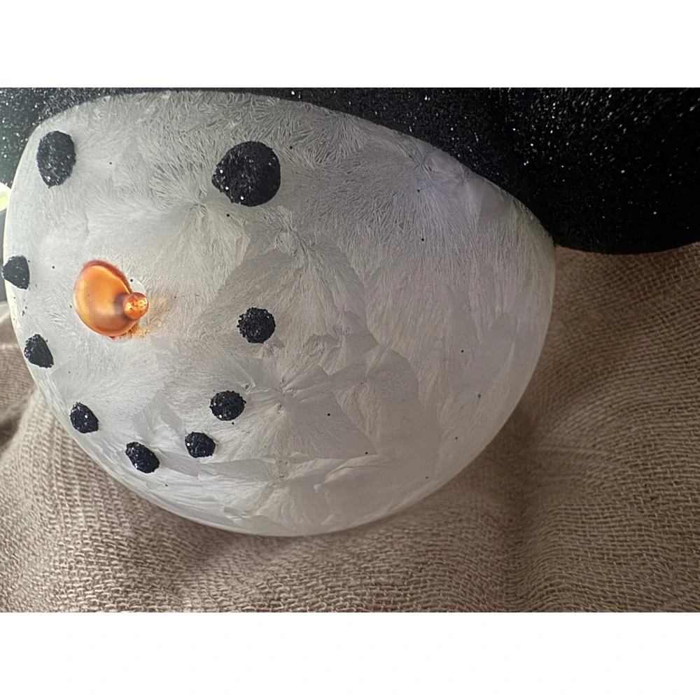 Disney Mickey Mouse Snowman Glass Ornament Glitter Frosted Holiday 2020 Preloved